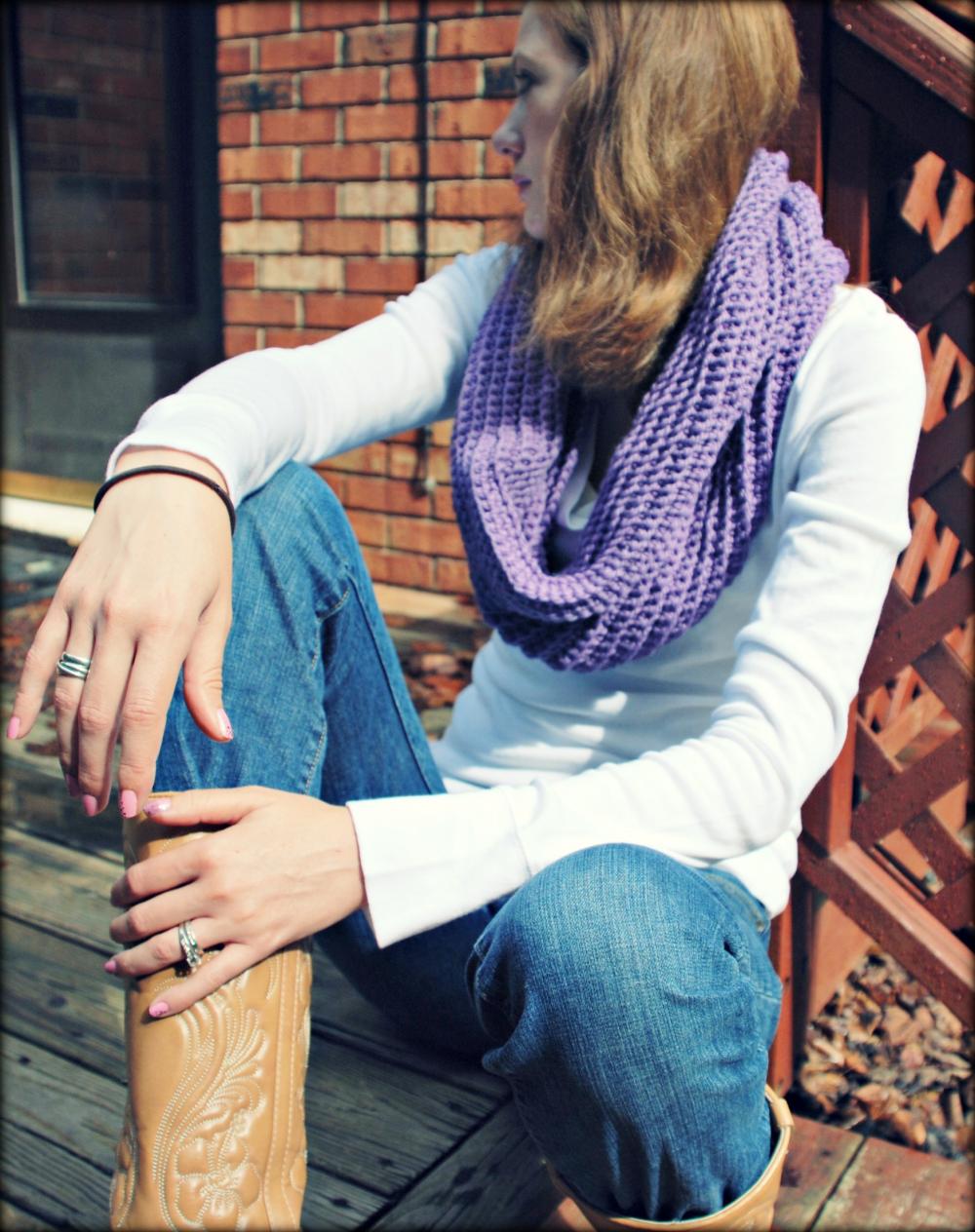 Infinity Scarf Crochet Purple Wool